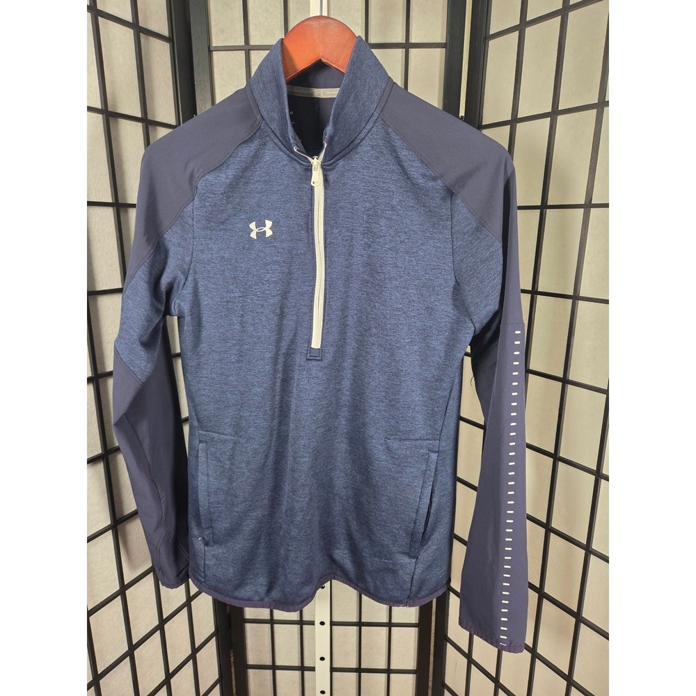 Under Armour ColdGear Womens Medium Blue Half Zip Pullover Running Jacket Loose